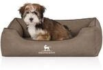 Knuffelwuff Orthop&auml;disches Hundebett Rockland aus Kunstleder stone clay M-L