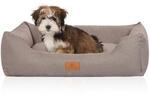 Knuffelwuff Hundebett Lotte aus Velours mit feinem Handwebcharakter hellgrau M-L