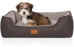 Knuffelwuff Hundebett Luke aus Velours mit feinem Handwebcharakter schwarz/ grau M-L