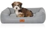 Knuffelwuff Hundebett Emma aus Velours mit feinem Handwebcharakter in Pastellfarben