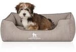 Knuffelwuff Orthop&auml;disches Hundebett Tampa aus laser-gestepptem Kunstleder grau M-L