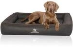 Knuffelwuff Orthop&auml;disches Hundebett aus Laser gestepptem Kunstleder Montego schwarz