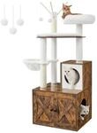 FEANDREA Kratzbaum mit Katzenklo-Schrank 2-in-1 braun