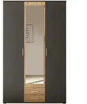 Pol Power Hanau Kleiderschrank + Spiegel Holzwerkstoff Melamin 3 T&uuml;ren 120x196x54 cm