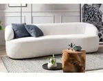 SalesFever Nierensofa 3-Sitzer Boucl&eacute; Stoff Wei&szlig; 220x93x70 cm - Braun