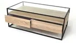 Concept Bozen II Couchtisch Klarglas 2 Schubladen Metallgestell 110x60x42 cm -