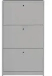 M&auml;usbacher Flap Schuhschrank mit 3 Klappen 60x104x16 cm - Kreidegrau matt lack