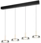 Trio Celeste Pendelleuchte LED Metall/Glas Schwarz matt/Chrom bedampft 4 Fassungen