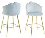2er Set Salesfever Barhocker Muscheldesign Samt - gold