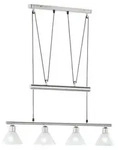 Trio Stamina Pendelleuchte Metall/Glas Nickel matt/Wei&szlig;