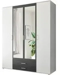 Schlafkontor Hanau Kleiderschrank + Spiegel Holzwerkstoff Wei&szlig; 4 T&uuml;ren...
