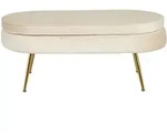 SalesFever Sitzpouf aus Samt Oval Metallbeine Chrom goldfarben - gold