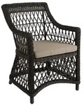 Brafab Beatrice Diningsessel inkl. Sitzkissen Beige Rattan/Olefin - Wei&szlig;