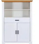 Inter Link Maluno Highboard Massivholz Kiefer Wei&szlig;/Oak Colori
