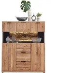 Wohn-Concept Donna Highboard Wildeiche Massivholz/Echtkork Bianco furniert
