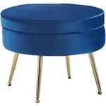 SalesFever Sitzpouf aus Samt Dunkelblau Beine Chrom Gold - gold
