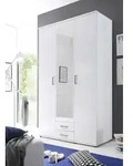 Pol Power Karl Kleiderschrank + Spiegel Holzwerkstoff Melamin 3 T&uuml;ren 120x196x54 cm