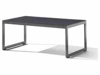 Sieger Loungetisch mit Glasplatte 110x60x44 cm /Weiß Glas/Aluminium