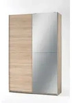 Pol Power Fast Kleiderschrank + Spiegel Holzwerkstoff Dekorfolie 2 T&uuml;ren 125x195x38