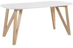 SalesFever Esstisch Weiß matt lackiert massives Eichengestell 200x100x76 cm - Braun SalesFever Esstisch Weiß matt lackiert massives Eichengestell 200x100x76 cm - Braun