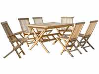 Möbilia Sitzgruppe 4 x Stühle + 2 x Armlehnstühle + 1 x Tisch Teak natur