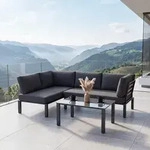 MWH Widoo Loungem&ouml;belset Aluminium 3-tlg. - Iron Grey