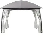 Leco Garten-Pavillon "Milena" mit Seitenvorh&auml;ngen,grau,330 x 330 x 268 cm (L x B x