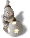 Weihnachtsdeko Schneemann mit LED beleuchteter Schneekugel, Leuchtfigur f&uuml;r