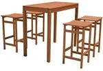 Bar-Set, Bartisch mit 4 Barhockern, Holz, 5-teilig