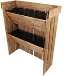 Blumentreppe aus Holz 2 St&uuml;ck, Pflanzregal mit Gartenvlies, Blumenkasten als