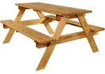Kinderpicknicktisch 115cm lang aus Holz Kiefer braun, Sitzgruppe f&uuml;r Kinder