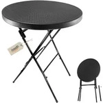Stehtisch klappbar 80 cm schwarz in Rattan-Optik, H&ouml;he 110 cm