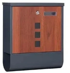 Briefkasten mit Zeitungsrolle, Wood 2, Postkasten mit Zeitungsfach