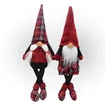 Wichtel 2er Set, Weihnachtswichtel als Kantenhocker, Gnome mit karierten Schuhen