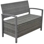 Parkbank Ferrara, Rattan-Optik, mit Ablagefach, dunkelgrau Parkbank Ferrara, Rattan-Optik, mit Ablagefach, dunkelgrau
