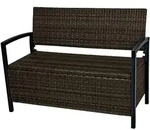 Parkbank Ferrara, Rattan-Optik, mit Ablagefach, coffee