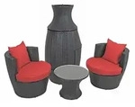Sitzgruppe Linz, Rattan-Optik, Club-Set, 3-teilig, schwarz