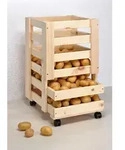 Kartoffelkiste Obstkiste, Kiefernholz, mit Rollen, Aufbewahrungskiste