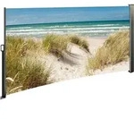 Seitenmarkise ausziehbar links, 160 cm hoch, Seitenrollo mit Fotodruck Ostsee