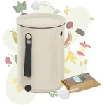 Bokashi Set mit formsch&ouml;nem Bokashi Eimer cremewei&szlig;, Bokashi Ferment