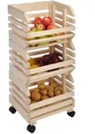 Obsthorde mit Rollen, Holz, Obstregal, Stapelkiste, Kartoffelkiste, K&uuml;chenwagen
