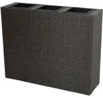 Raumtrenner, Rattan, mit 3 Eins&auml;tzen, Raumteiler, coffee
