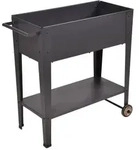 Metall-Hochbeet mit Rollen, schwarz, Kr&auml;uterbeet, Gem&uuml;sebeet