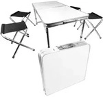Campingtisch Set 5-teilig, Klapptisch mit 4 Camping Hocker