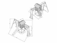 Spielturm mit Rutsche, Holzgestell mit Einzelschaukel/Klettergerüst grau