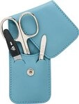Erbe Collection dreiteiliges Manicure Set im Leder-Etui taupe