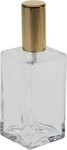 Fantasia Klarglas-Flasche, eckig, mit Zerst&auml;uberpumpe + Kappe gold...