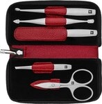 ZWILLING Beauty Rei&szlig;verschluss-Etui, Rindleder, rot, 5-tlg.