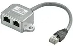CAT 5e T-Adapter (Port-Doppler), 1x RJ45 Stecker - 2x RJ45 Buchse