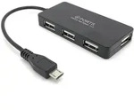 4 Port Micro USB 2.0 OTG Hub schwarz